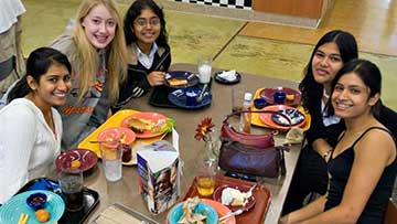 girls eating a meal