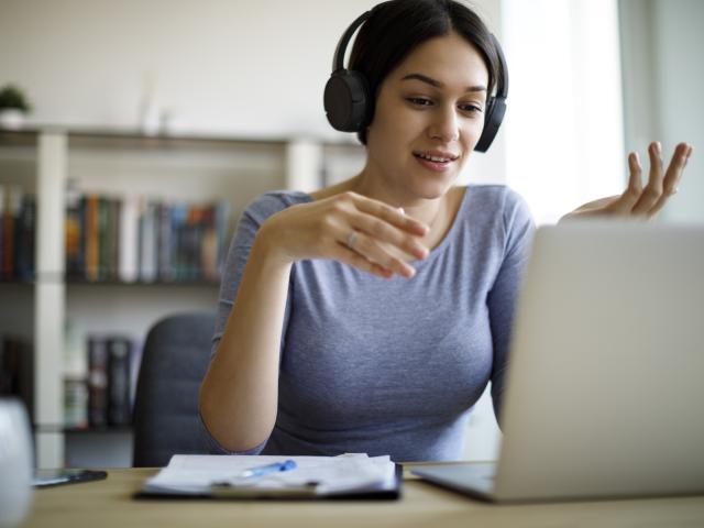 High School student at a laptop